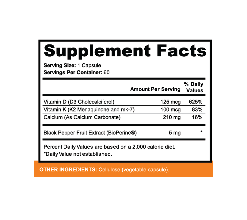 Supplement Facts for Vitamin K2+D3